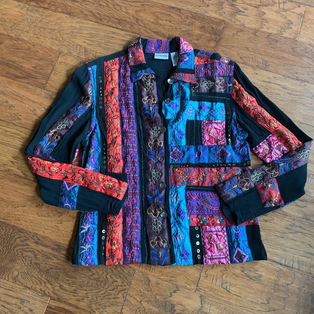 Chico’s 90’s Embroidery Patchwork Jacket‎ - image 7